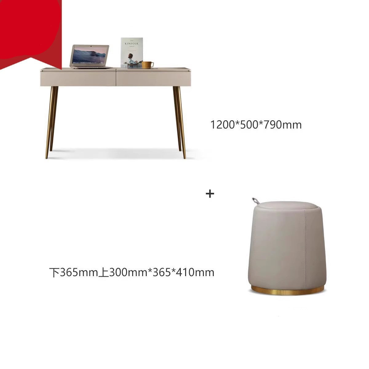 Poplar solid wood Flip Mirror Dressing Table Italian Light Luxury Telescopic-