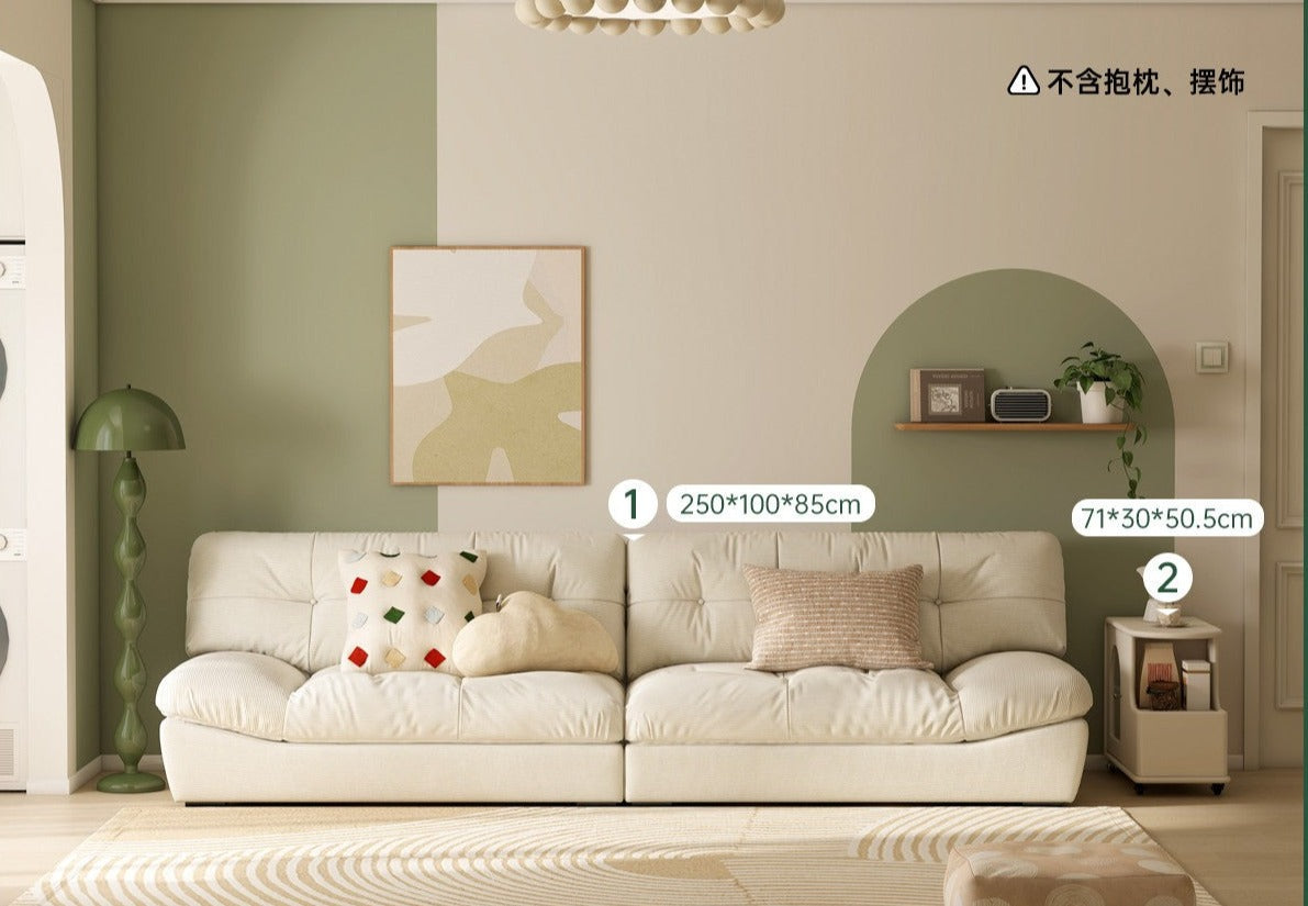 Living room Furniture Set Fabric Sofa White Cream Style