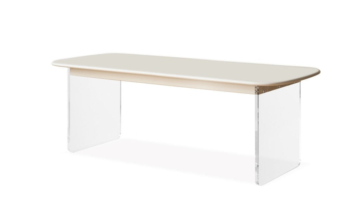 Poplar Solid wood suspended acrylic desk cream style"