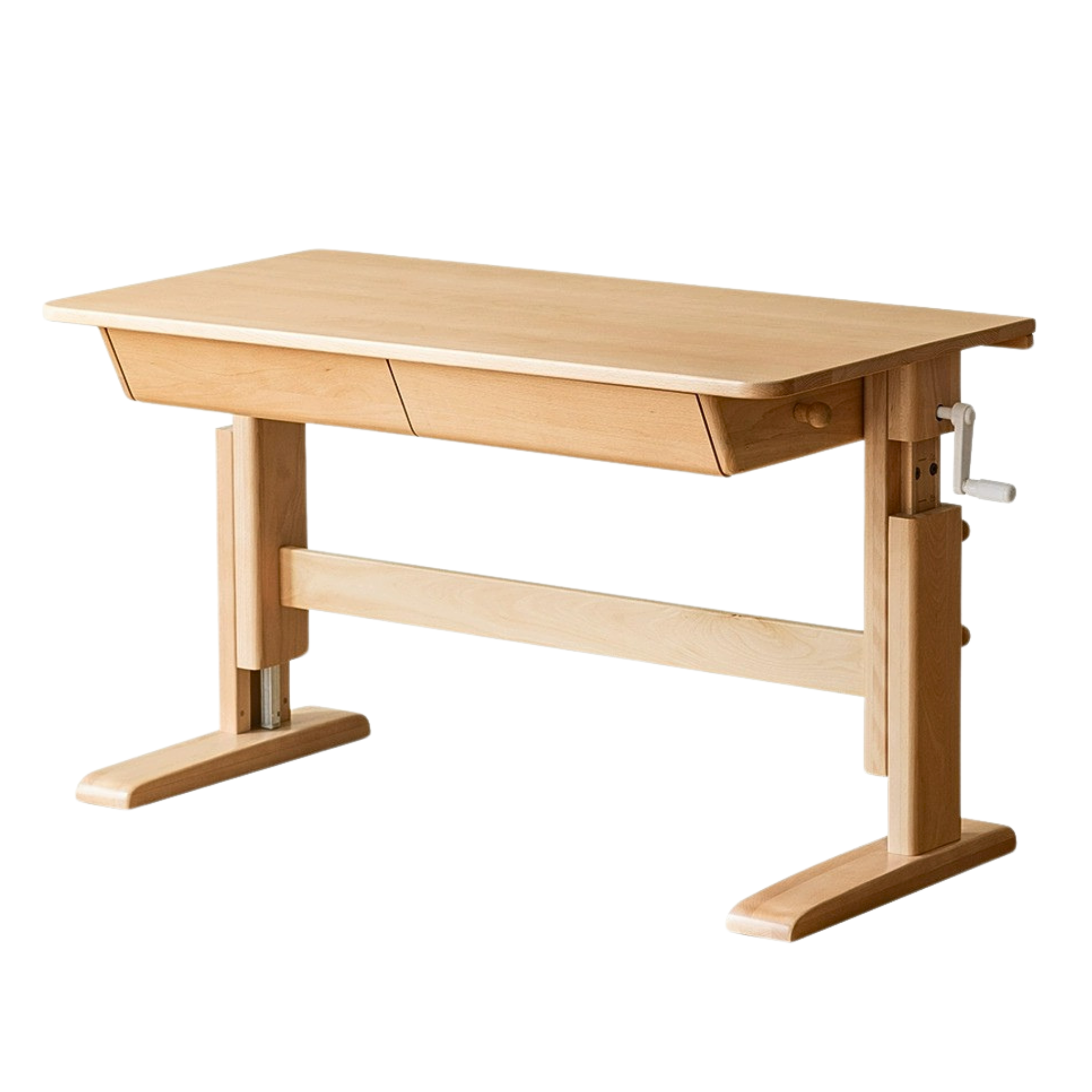 Beech Solid Wood lifting kids table with self/chair/high shelf