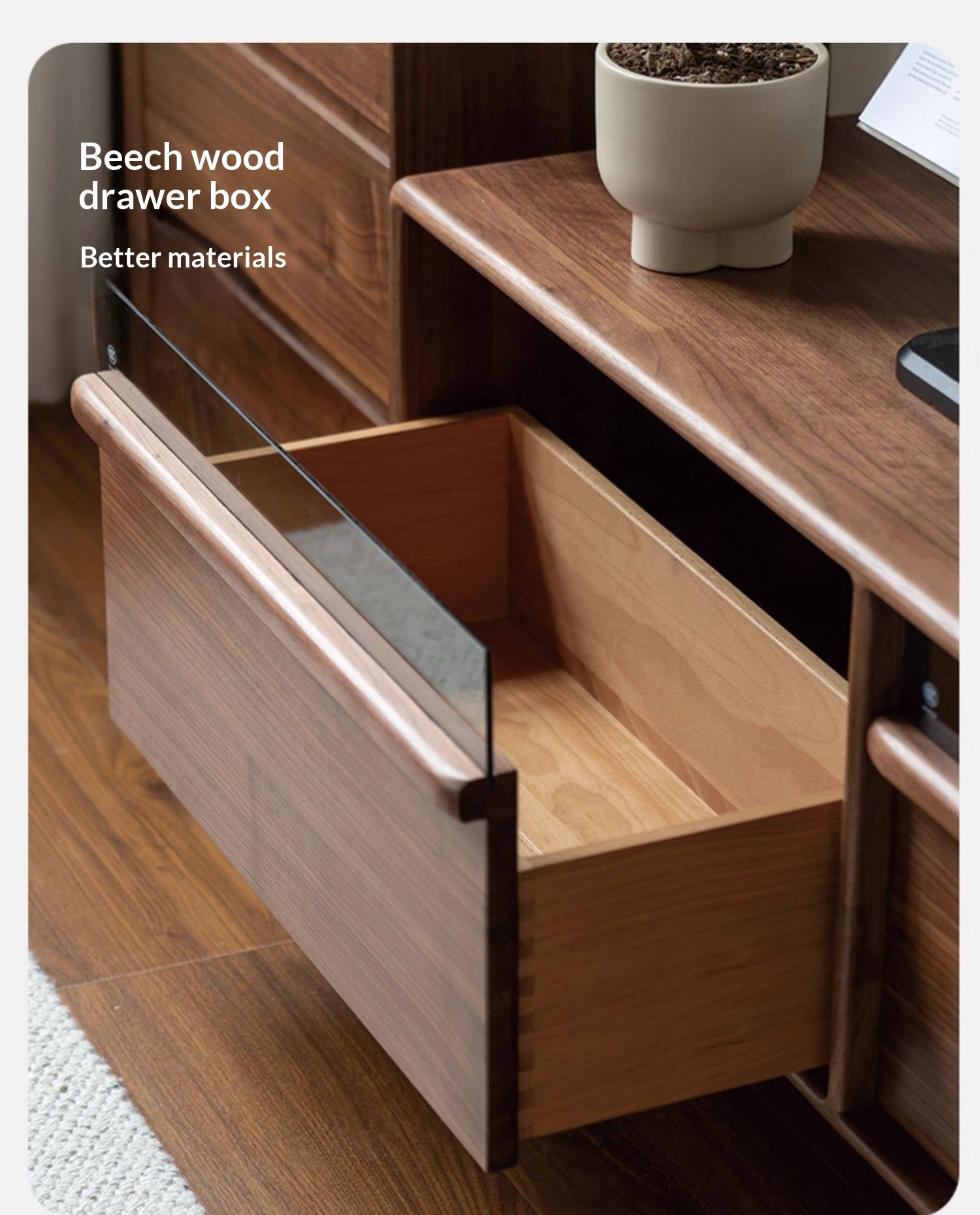 Black Walnut Solid Wood Modern TV Cabinet Locker Integrated.