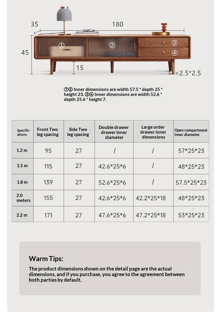 Oak, Solid Rubberwood, Beech Solid Wood TV Stand Glass Sliding Door