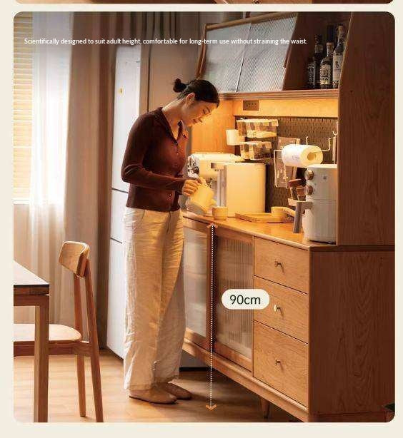 Cherry Solid Wood Sideboard High Cabinet Multi-Functional Buffet