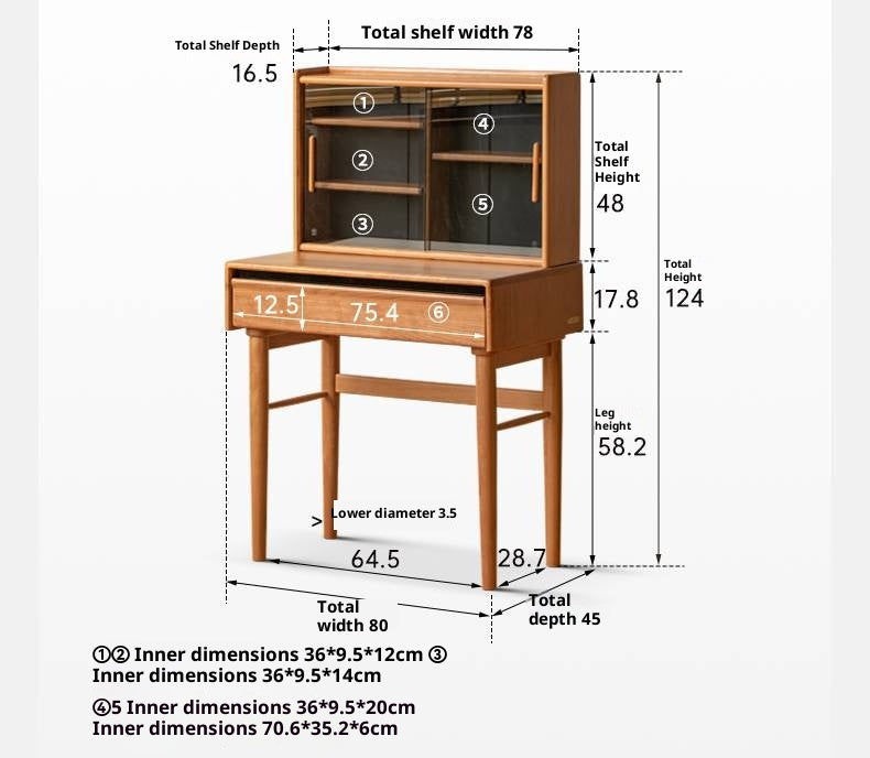 Cherry Solid Wood Retro Skeleton Line Makeup Table