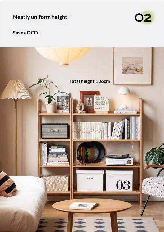 Oak Solid Wood Multi Layer Shelf, Bookshelves, Flower Racks