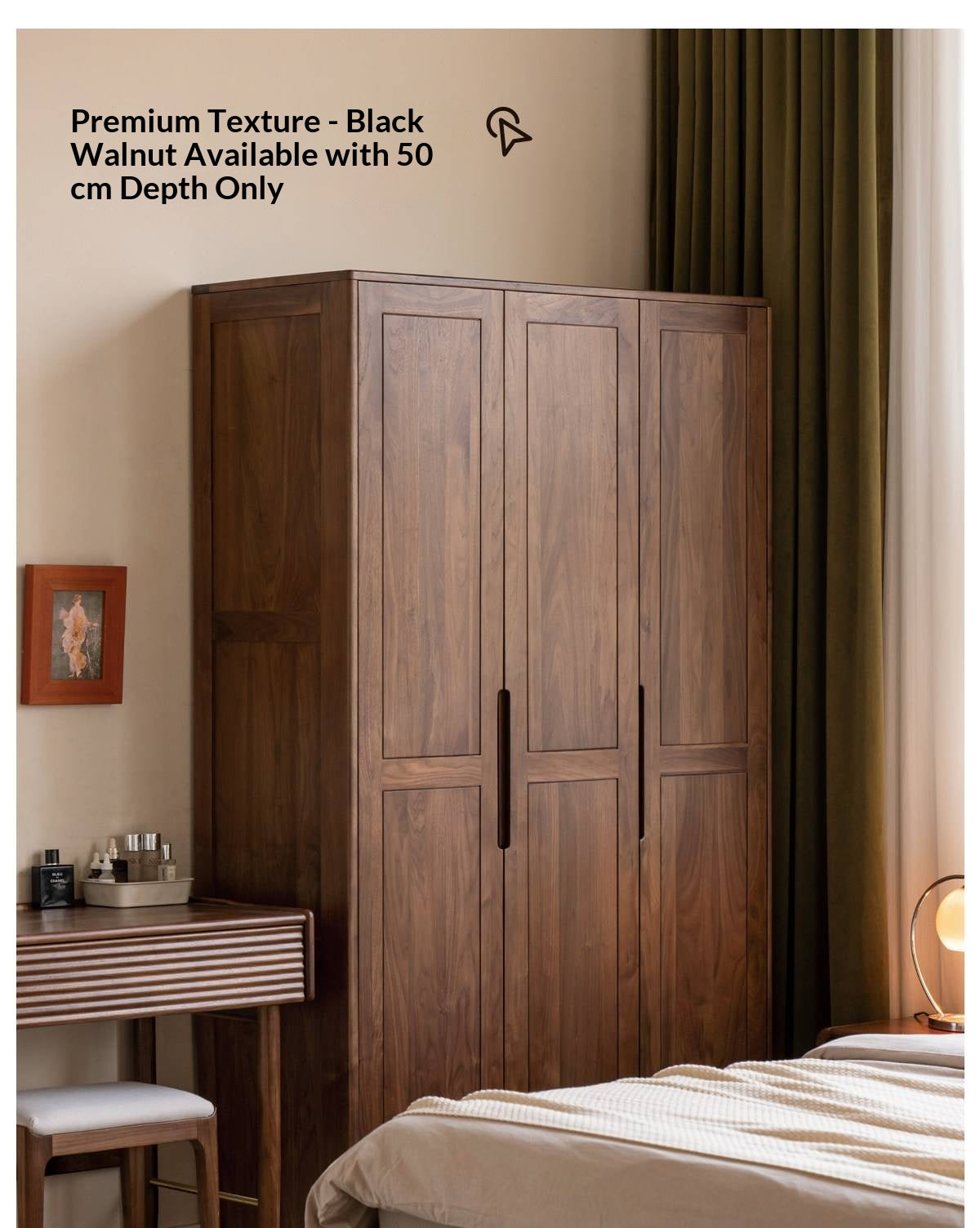 Oak Solid Wood Wardrobe with Recessed Groove Handles