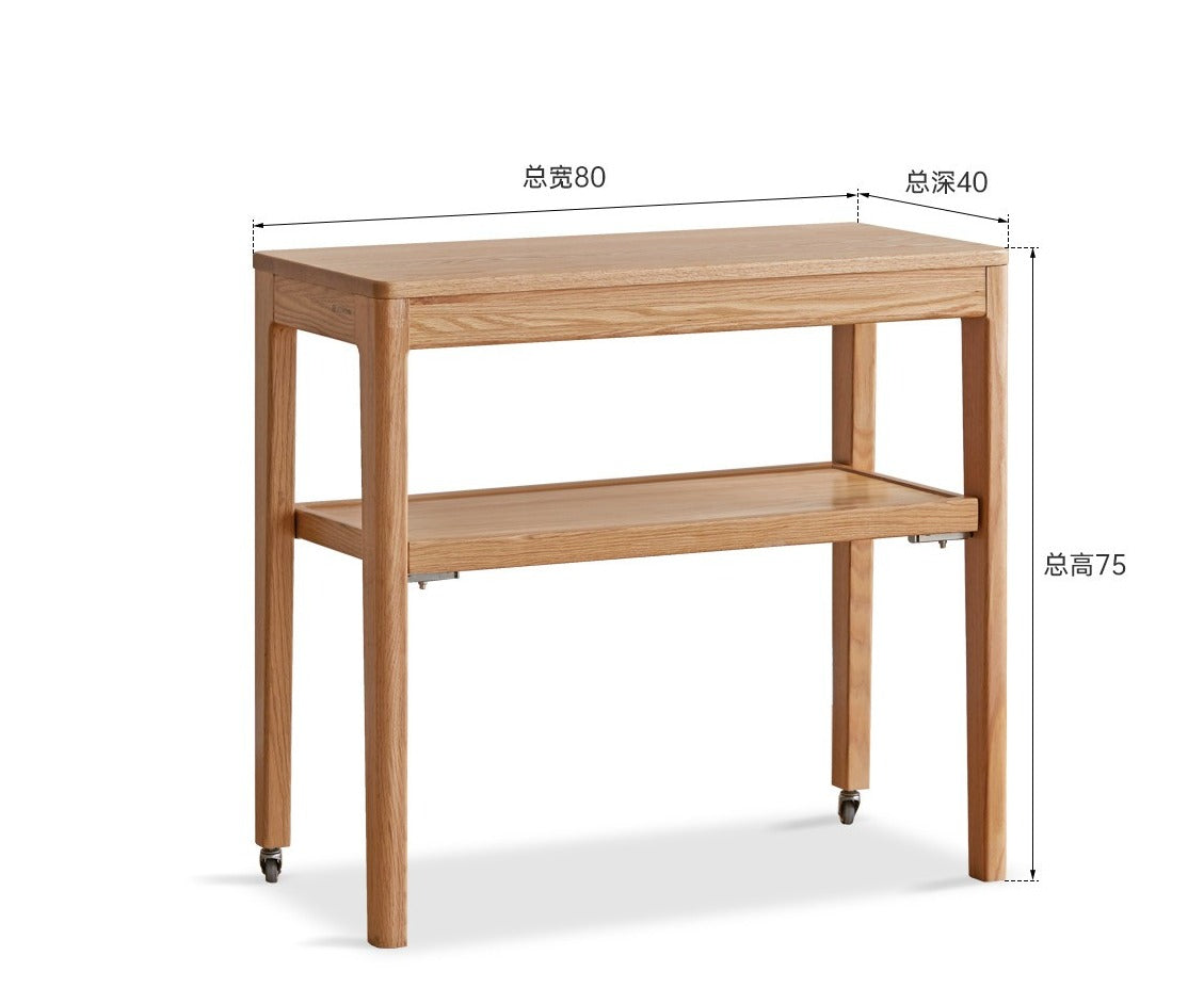 Oak Solid wood edge table, movable small table"