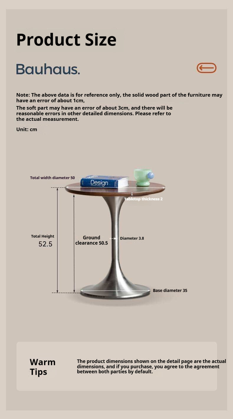 Ash Solid Wood Round Side Table, Bauhaus Style