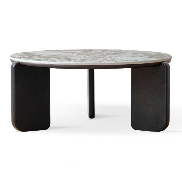 Oak Solid Wood Italian Light Luxury Rock Plate Coffee Table