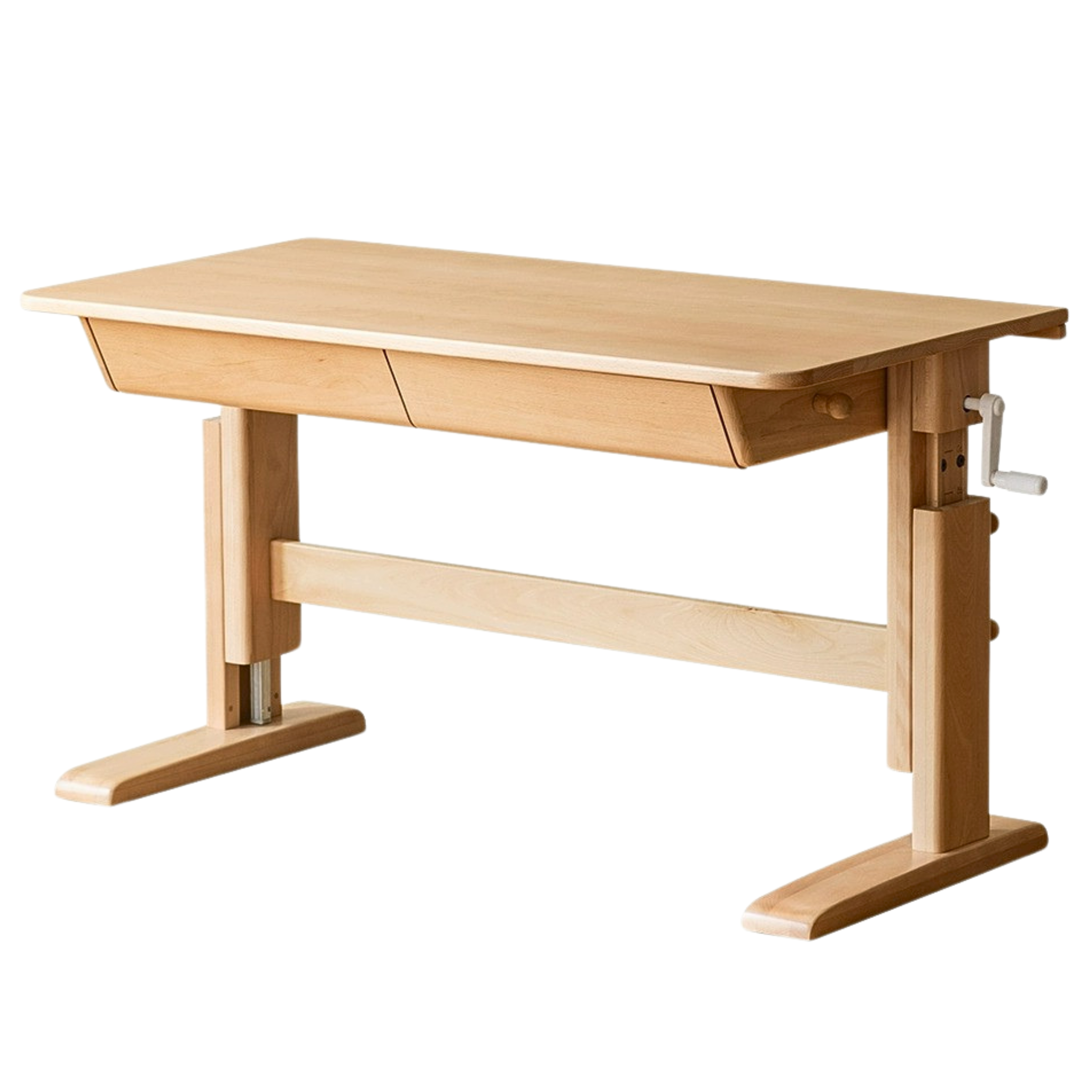 Beech Solid Wood lifting kids table with self/chair/high shelf