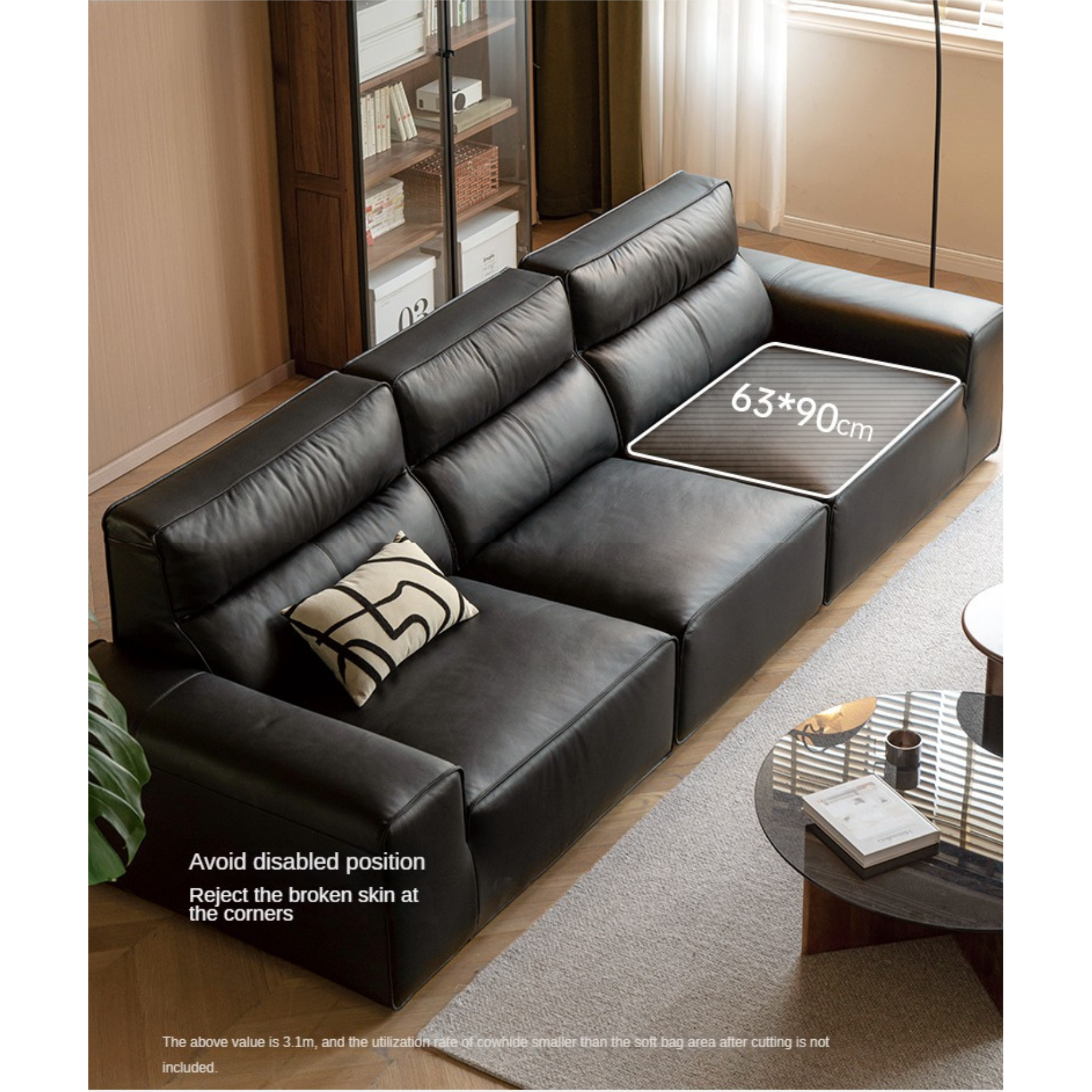 American cattle leather sofa black