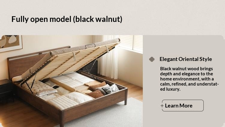 Oak Solid Wood High Box Bed in Modern Minimalist Design
