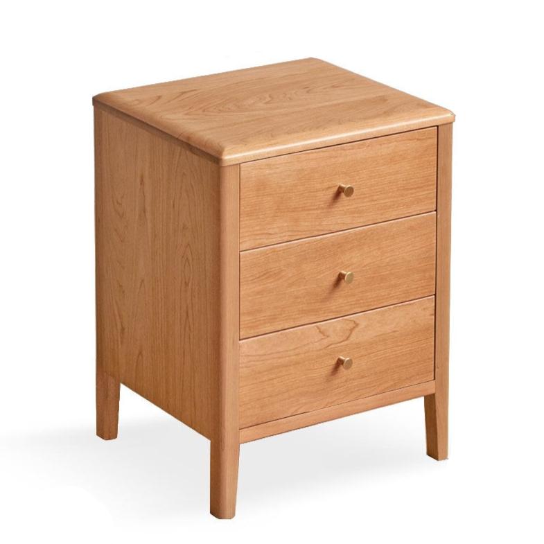 Cherry solid wood floor three drawer nightstand