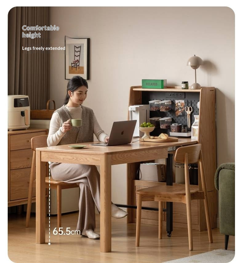 Oak Solid Wood Modern Minimalist Extendable Dining Table