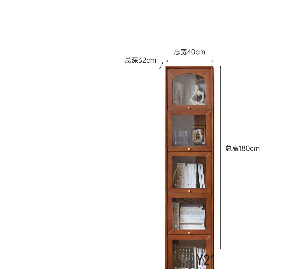 Poplar solid wood French retro glass flip door bookcase