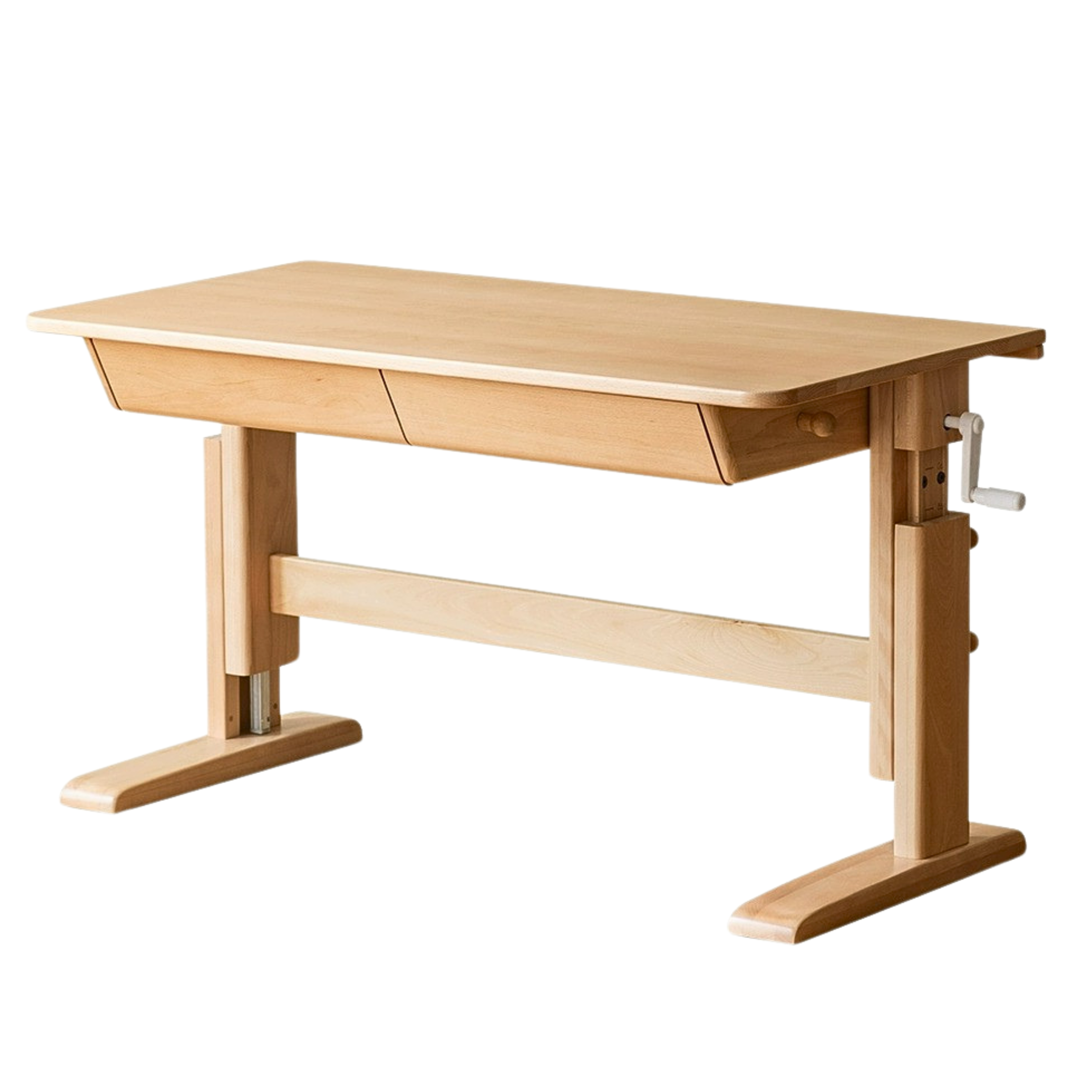 Beech Solid Wood lifting kids table with self/chair/high shelf