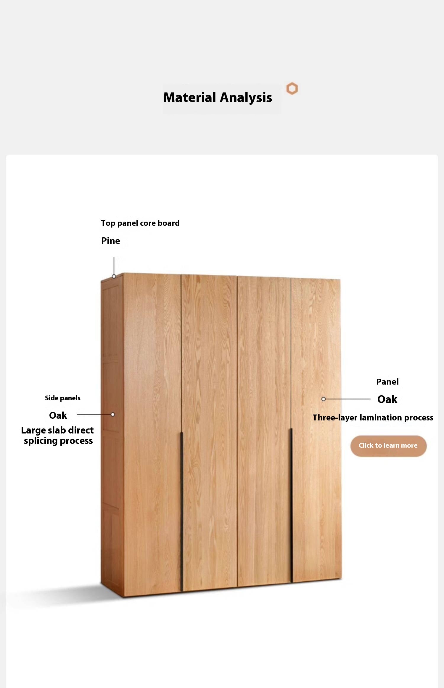 Oak Solid Wood Wardrobe.