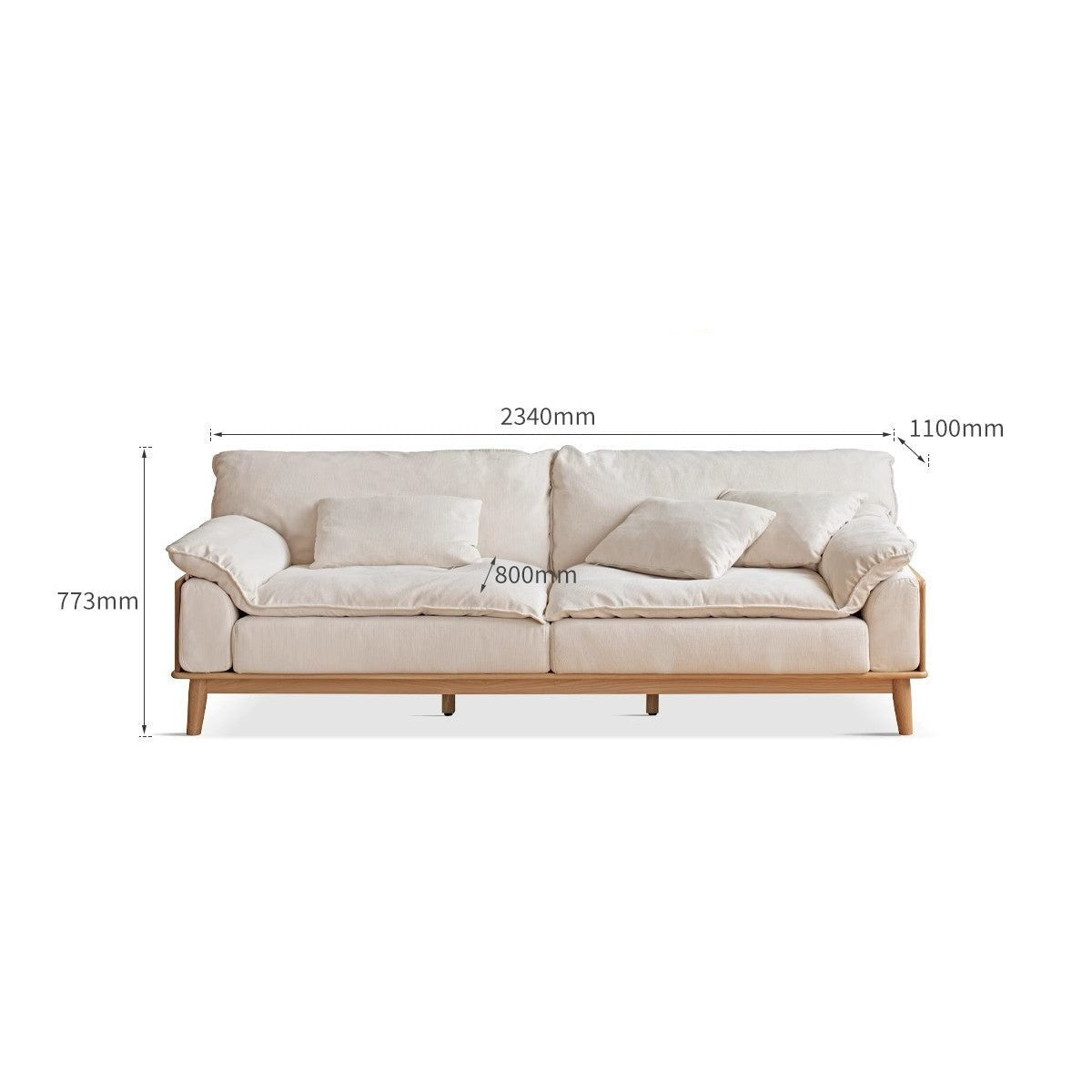 Oak solid wood deep sofa"