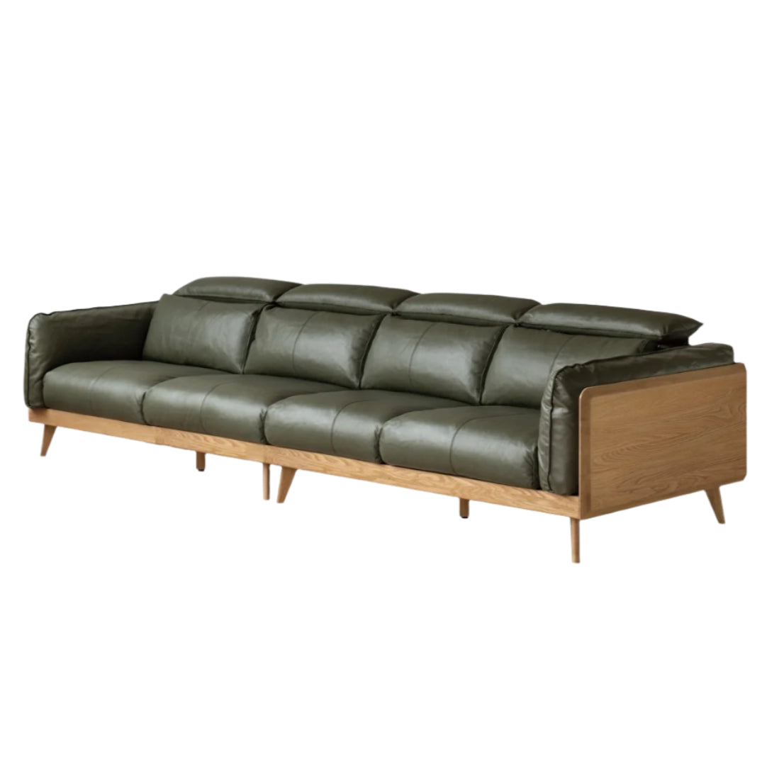 Oak Solid Wood Modern Straight Row Down Sofa