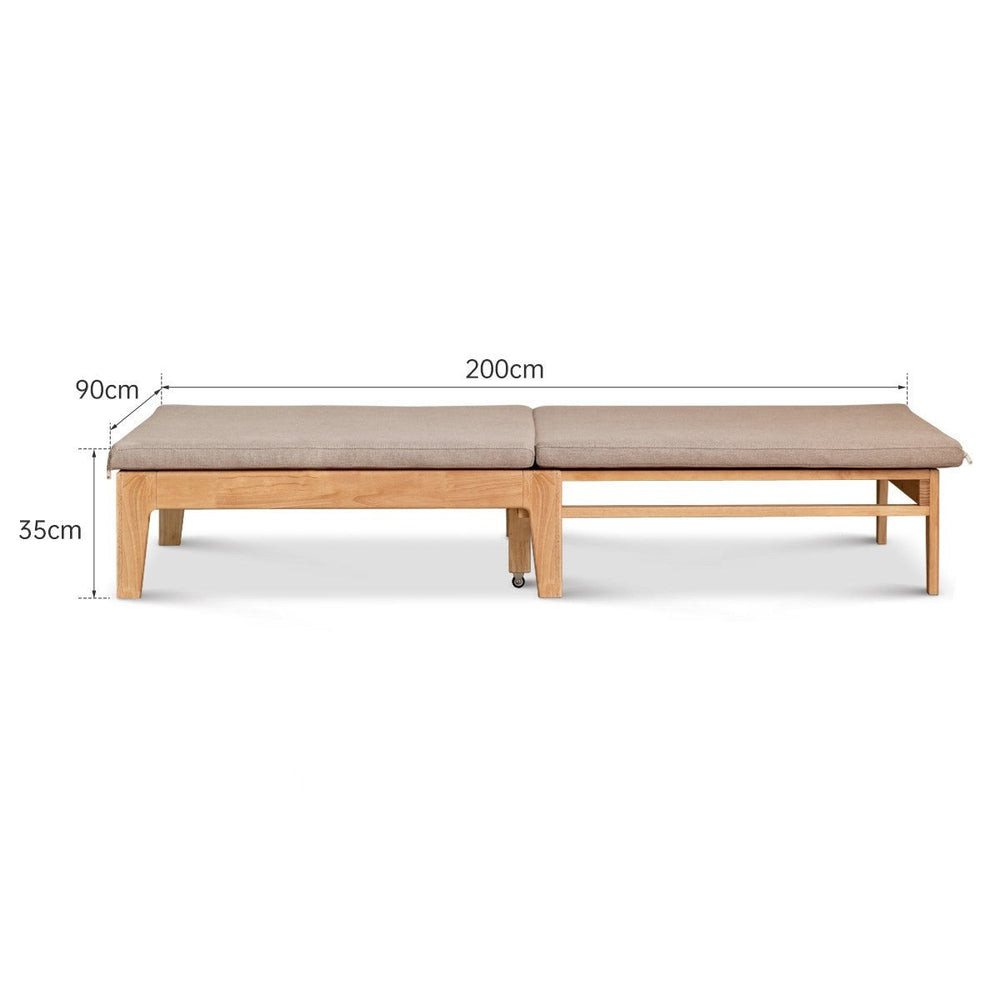 Full Solid Wood Folding Sofa Bed Single Bed Living Room Small Unit Oak ...