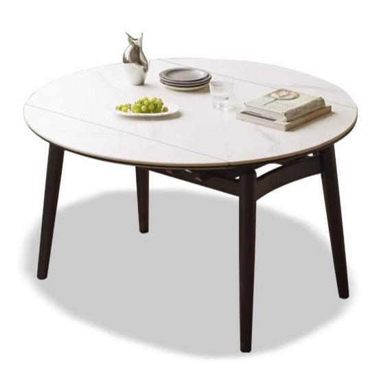 Oak Solid Wood Light Luxury Retractable Rock Dining Table