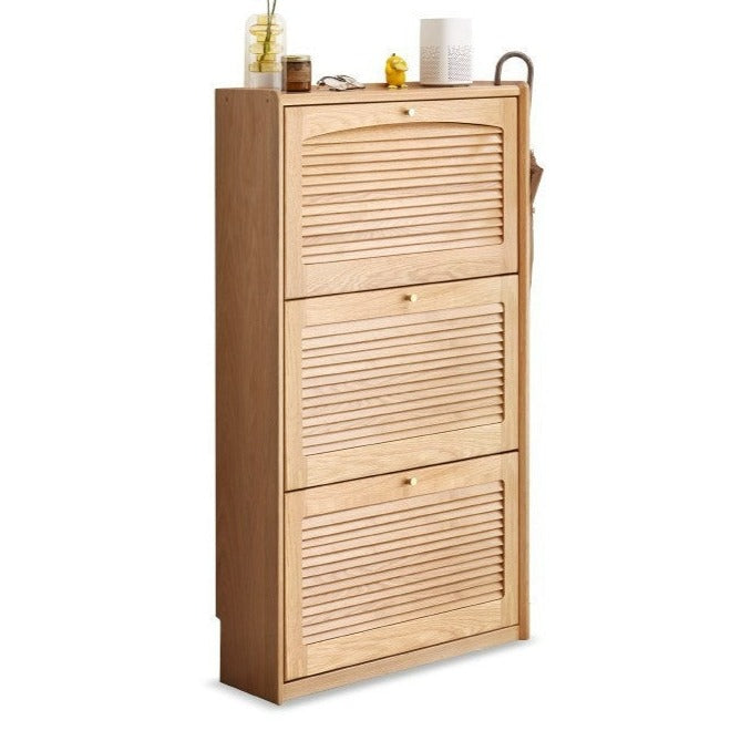 Oak solid wood narrow shoe cabinet-thin porch cabinet-