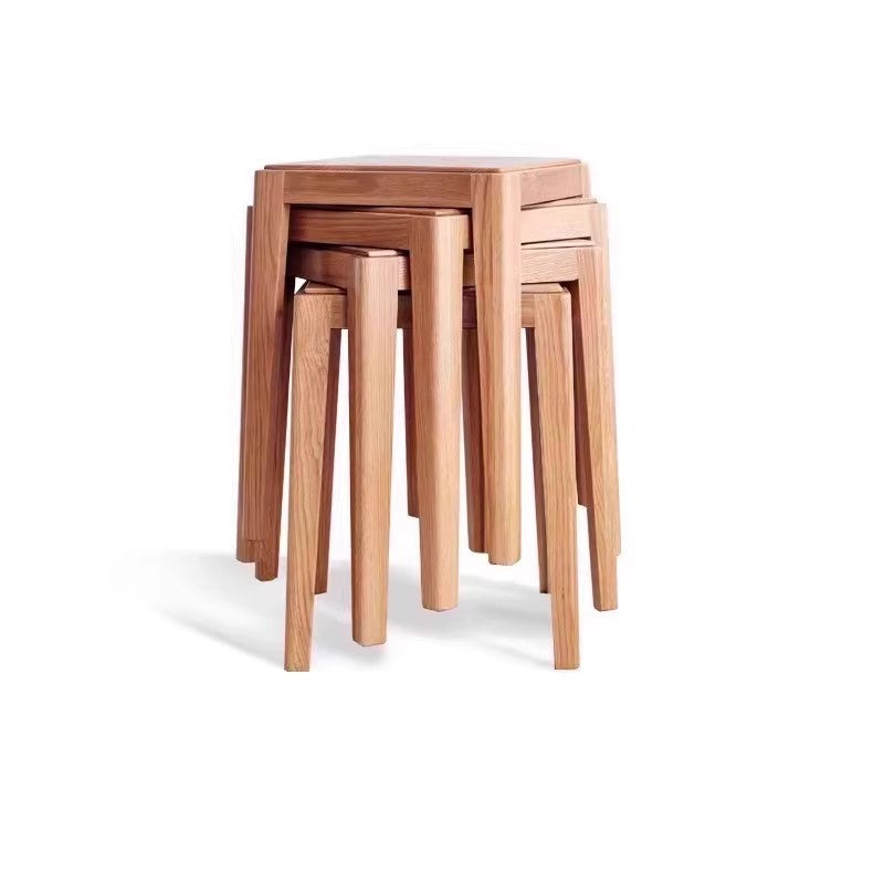 Oak Solid Wood Foldable Nordic Square  Stool