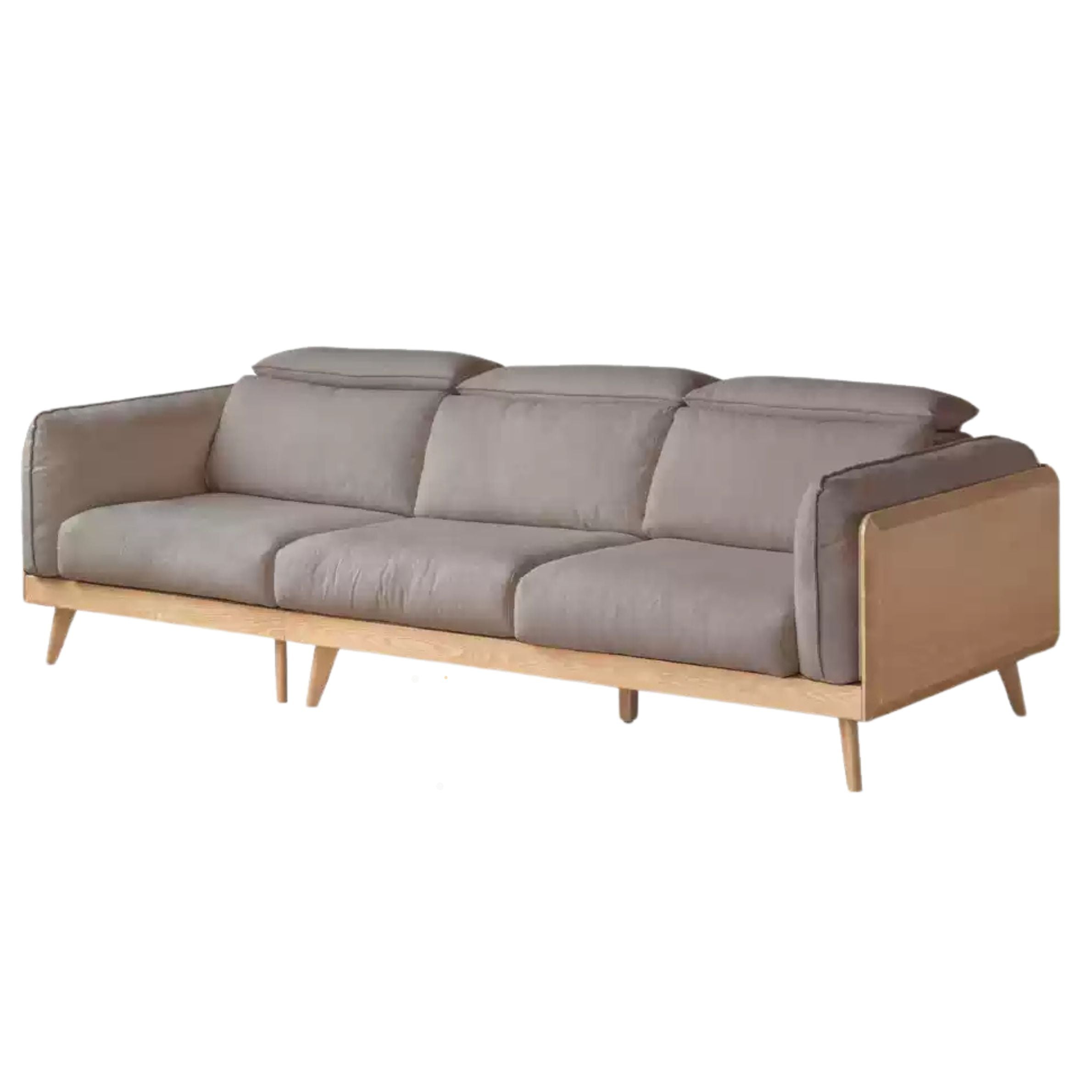 Ash Solid Wood high back Sofa genuine leather, fabric