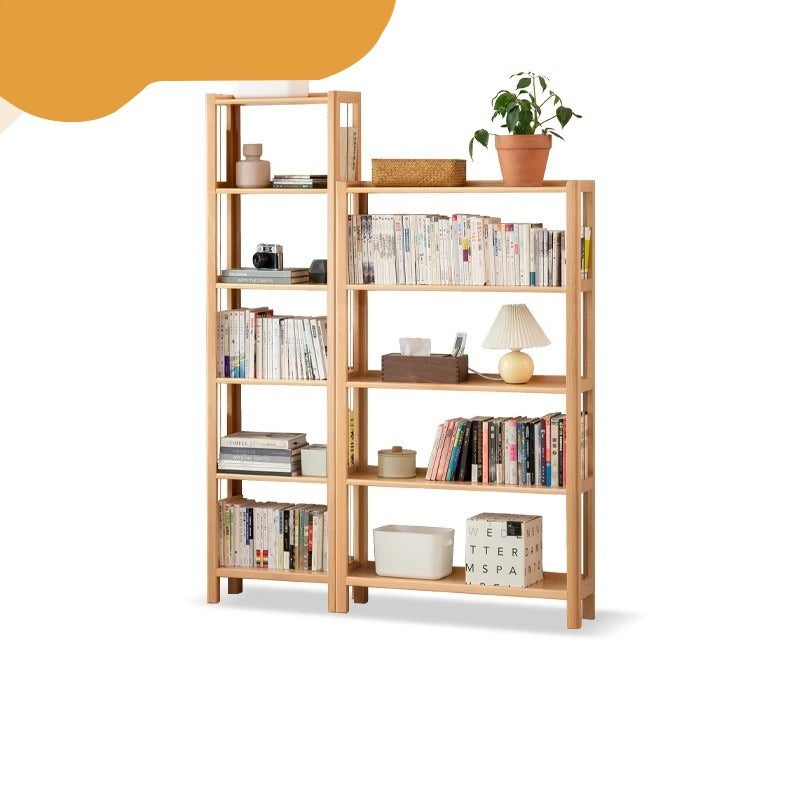 Beech solid wood bookshelf, storage rack"