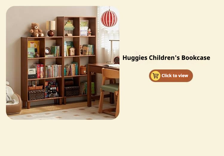 Poplar Solid Wood Children's Study Table Bookshelf Integrated.