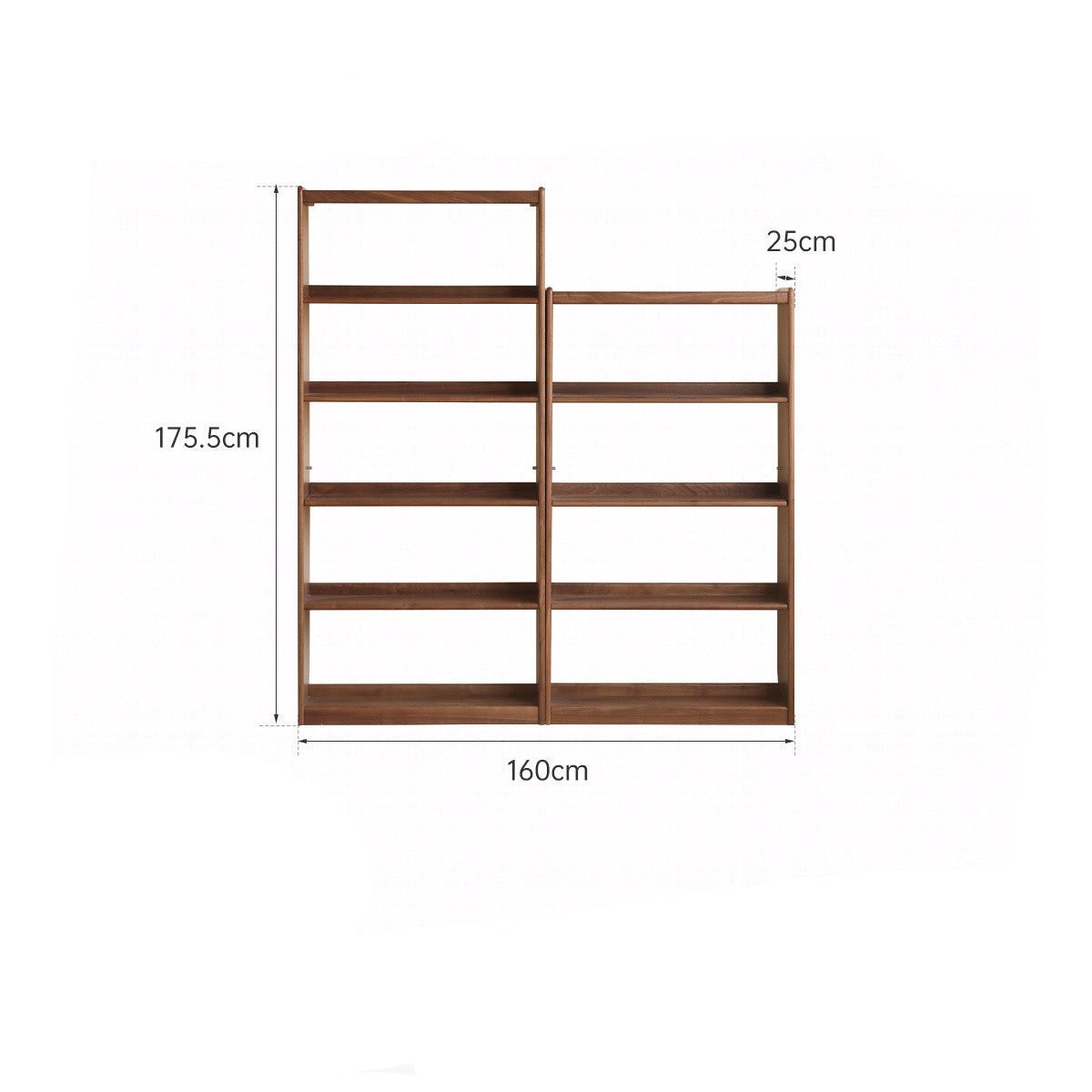 Black walnut solid wood bookshelf can be combined bookcase display cabinet wall shelf"