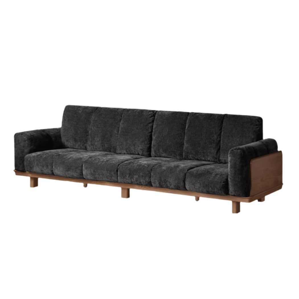 Black Walnut, Ash Solid Wood Modern Down Straight Sofa