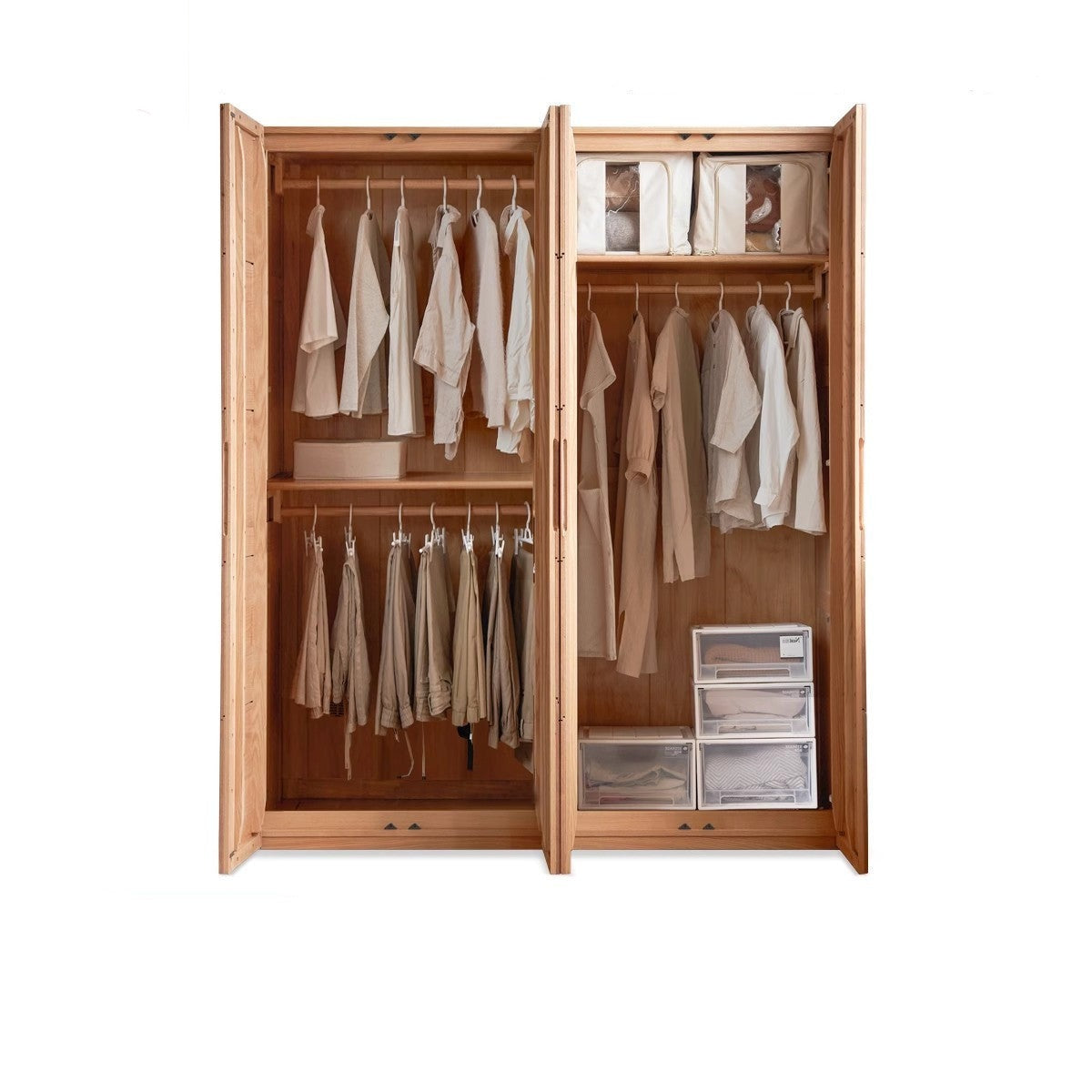 Oak solid wood wardrobe free combination high doors-