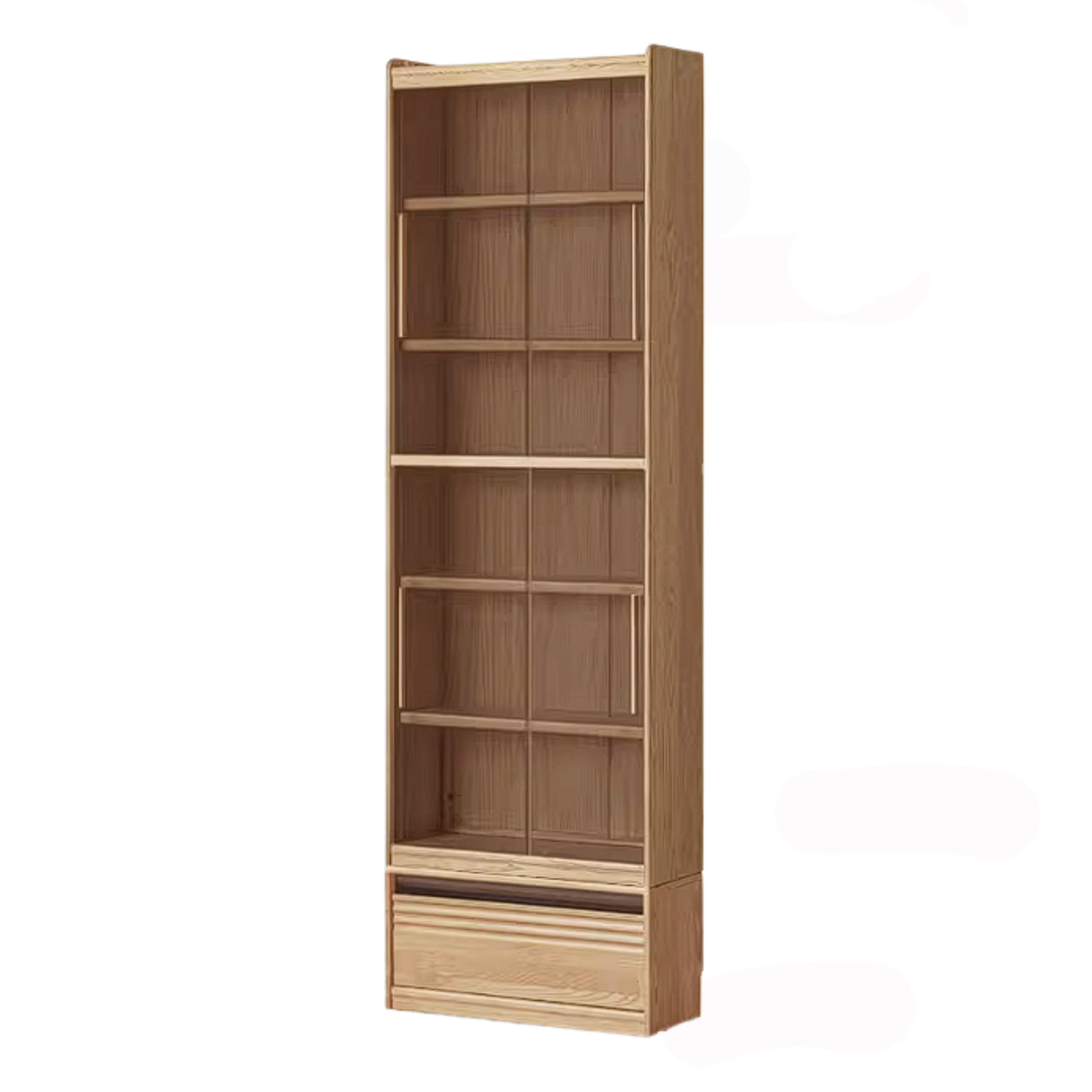 Ash Solid Wood Bookshelf with Wall Mounted Display Cabinet Design
