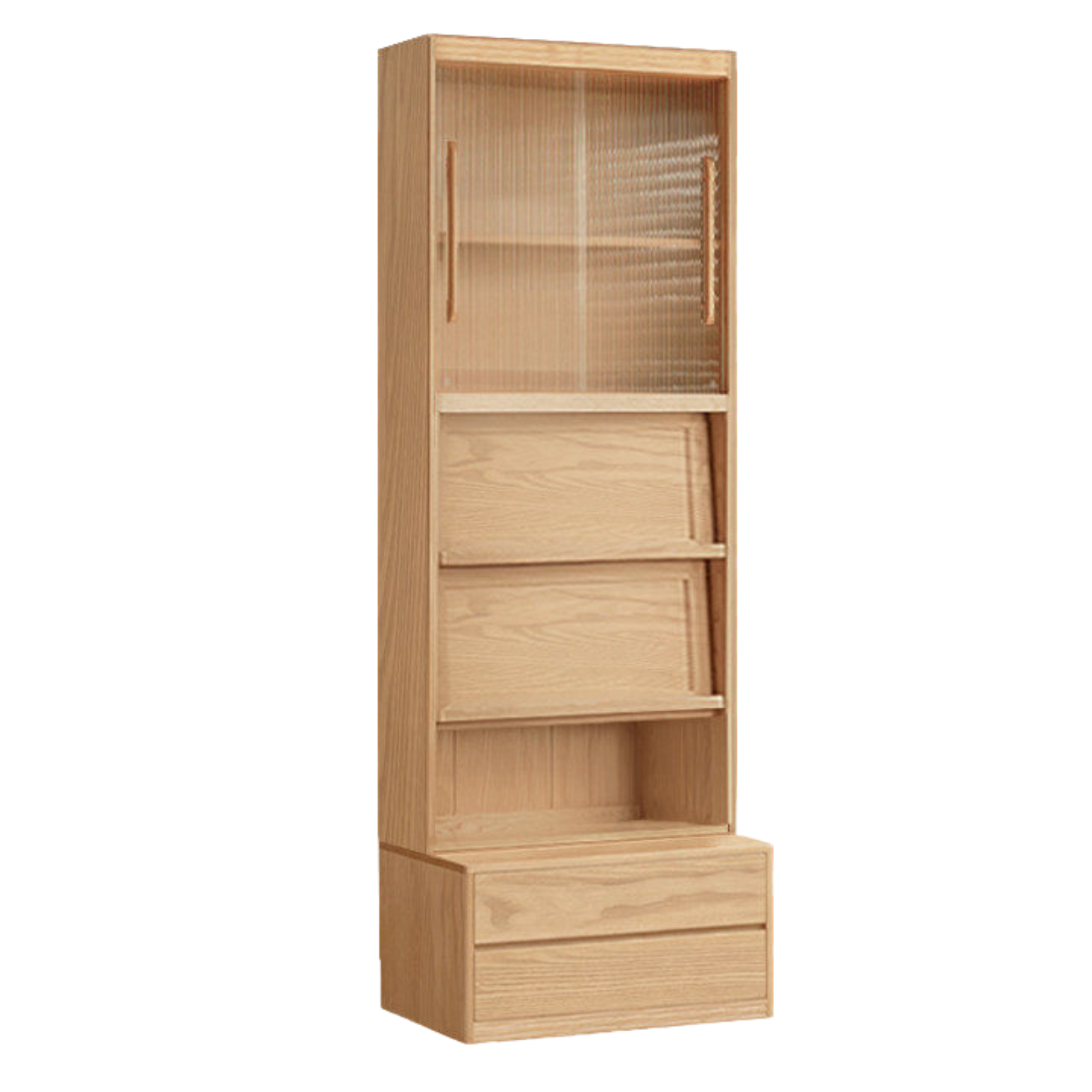 Ash, Oak Solid Wood Modern Combination Bookcase Integrated Card Seat