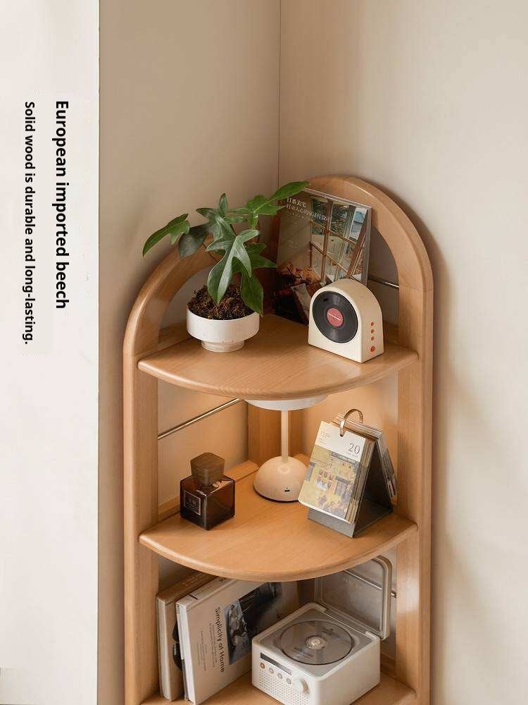 European Beech Solid Wood Corner Bookshelf.