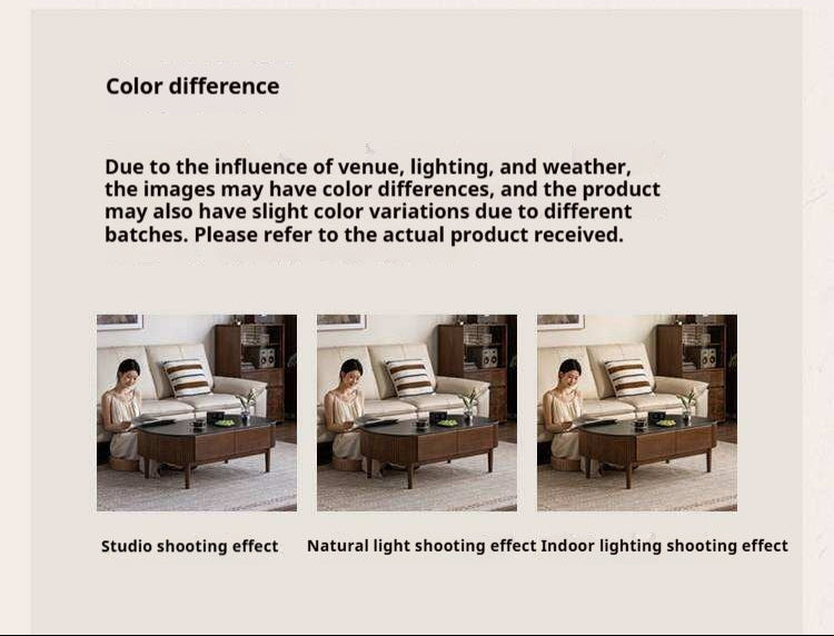 Oak Solid Wood Coffee Table with Rock Plate Surface