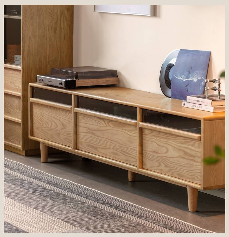 Ash Solid Wood Floor TV Cabinet