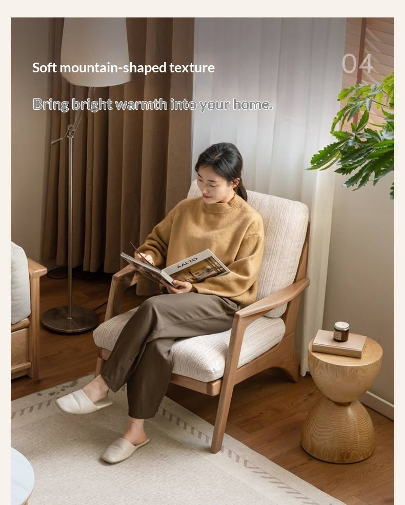 2 pcs -Black Walnut, Oak Solid Wood Lounge Armchair with Angled Frame and Open Armrests