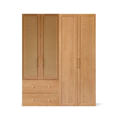 Oak Solid Wood Free Combination Wardrobe Rattan Door