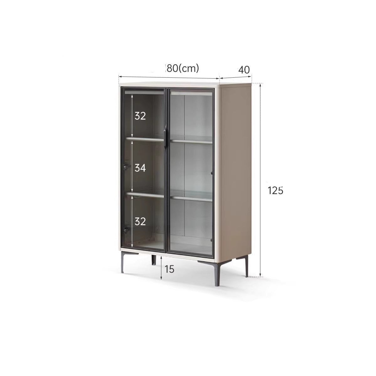 Poplar solid wood wine cabinet , display cabinet glass door light luxury -