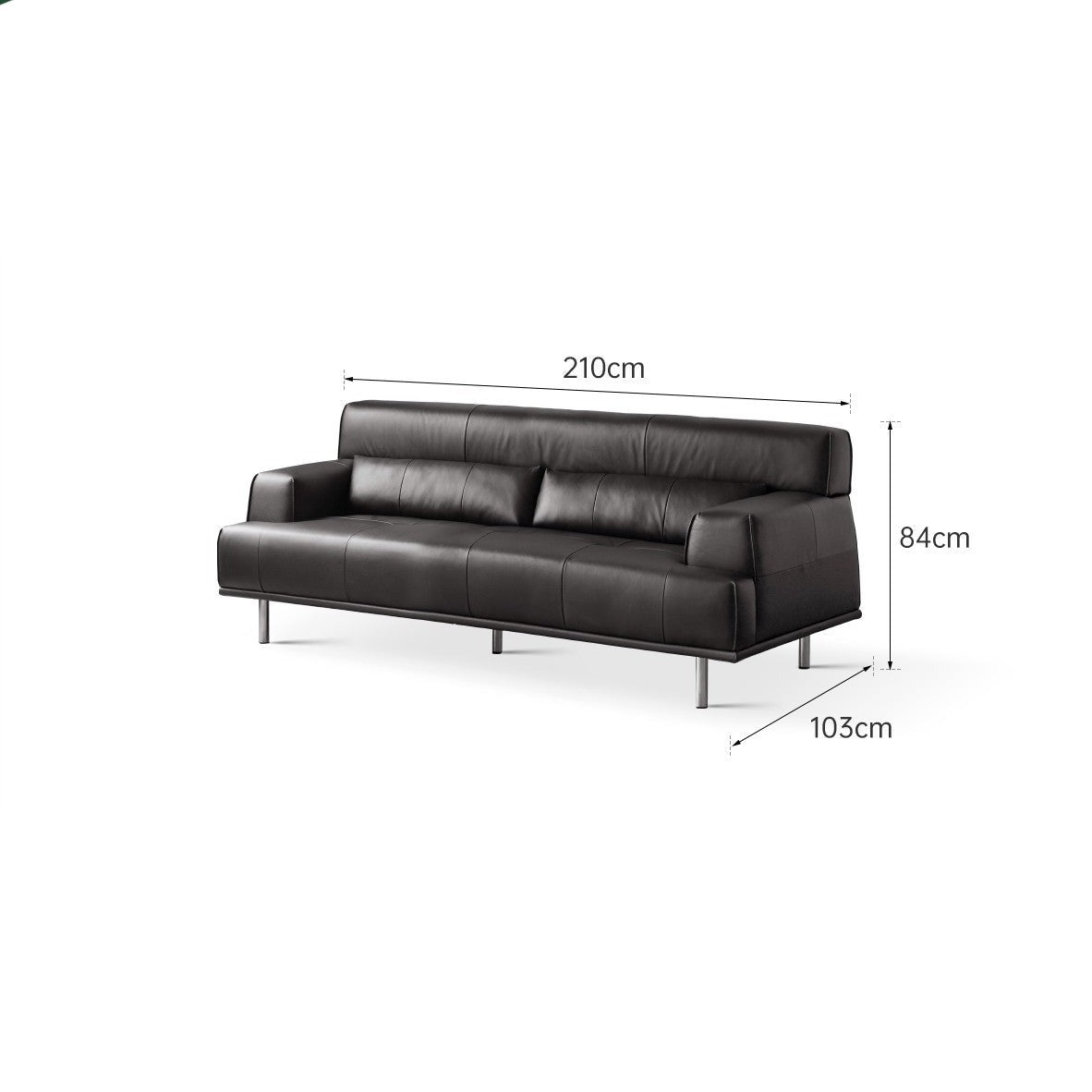 Leather sofa Italian minimalist black :