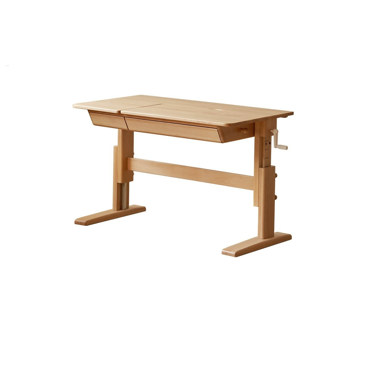 Beech Solid Wood lifting kids table with self/chair/high shelf"