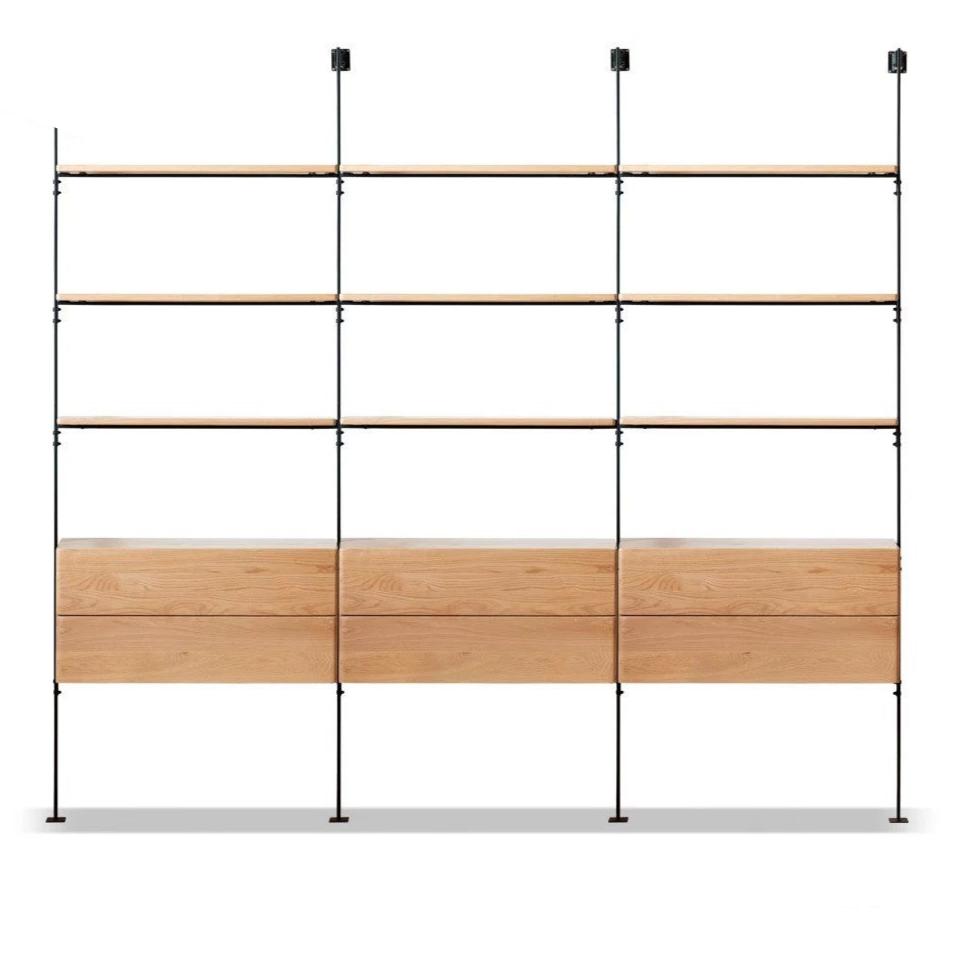 Oak Solid Wood Industrial Style Multi-layer Storage Rack