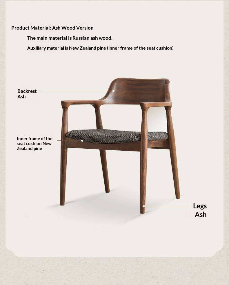 Ash Solid Wood Makeup Chair Dining Chair