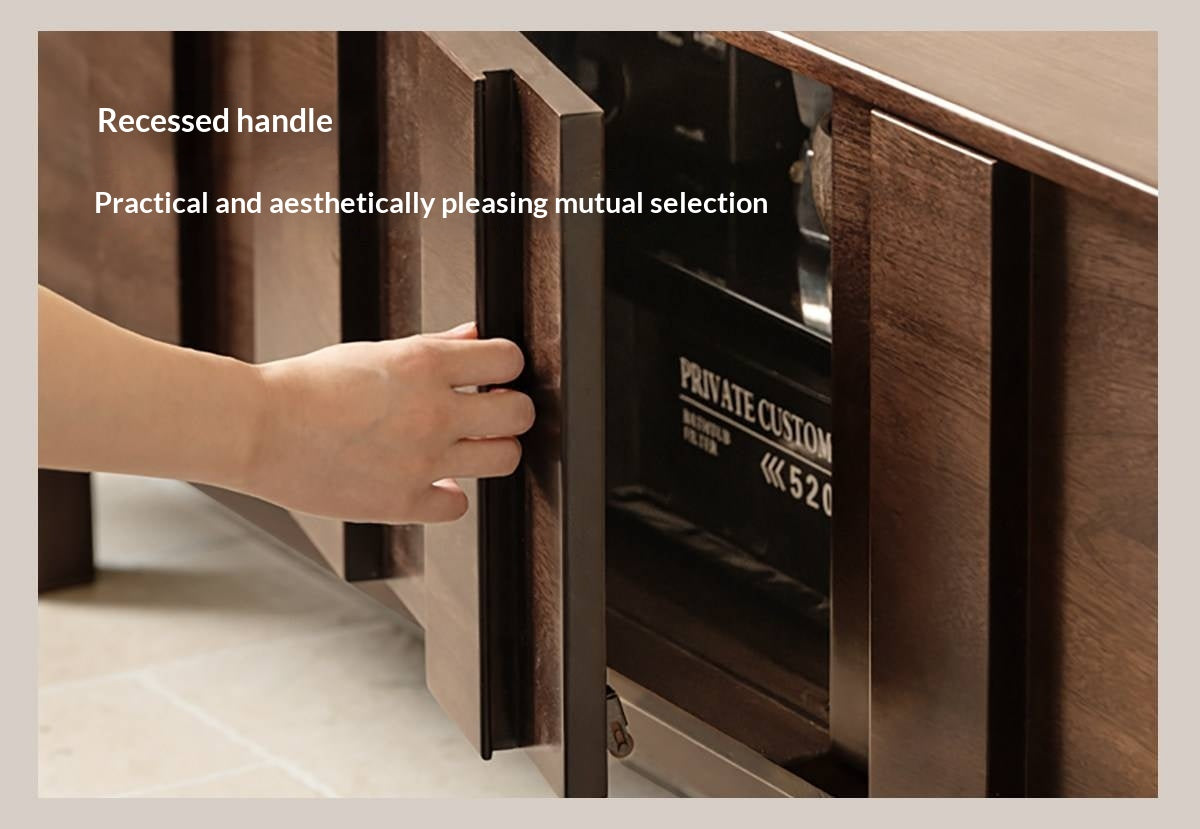 Sandalwood Solid Wood Fluted TV Console with Recessed Handles