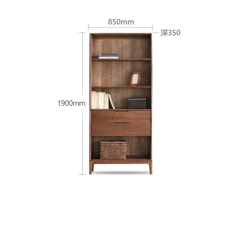 North American black walnut, Ash solid wood combination cdust-proof glass door wall floor-to-ceiling bookshelf<