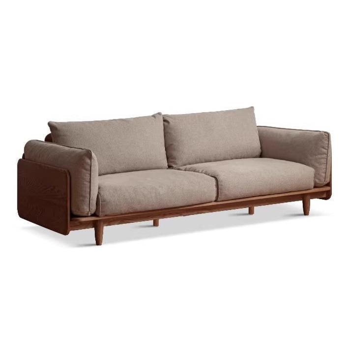 Oak solid wood Leather, Fabric straight sofa