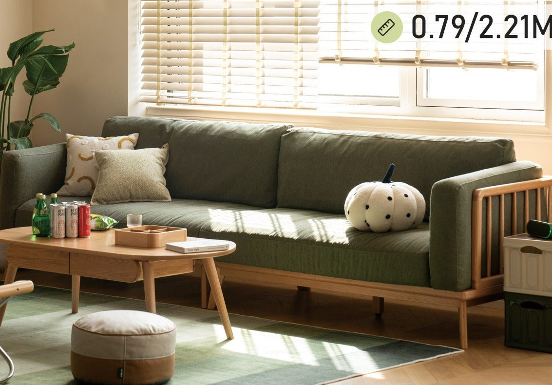 Oak Solid Wood  Fabric Sofa"
