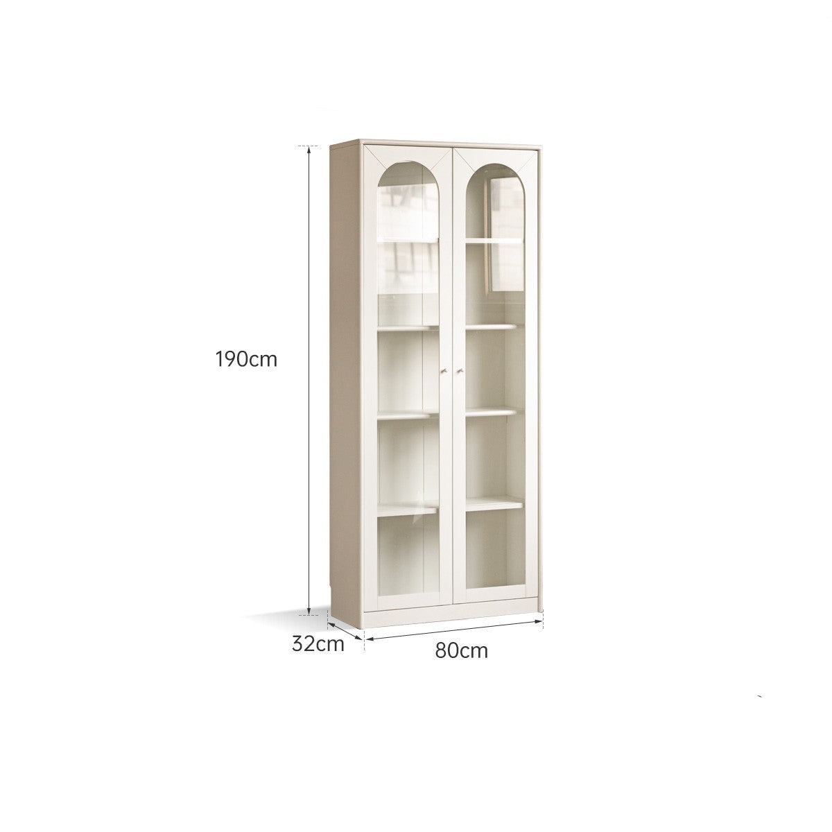 Poplar, birch solid wood bookcase white with glass door whole wall combination French cream style -